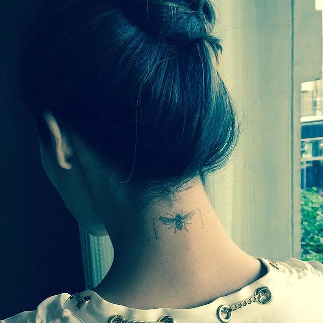 Malaika Arora Bee tattoo on neck