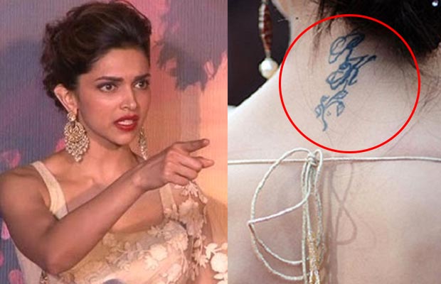 Actress Deepika Padukone Tattoos with meaning- RK tattoo on neck