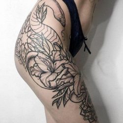 24 Sexy Butt Tattoos - long snake tattoo