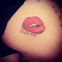 24 sexy butt tattoo - sexy lip bite tattoo