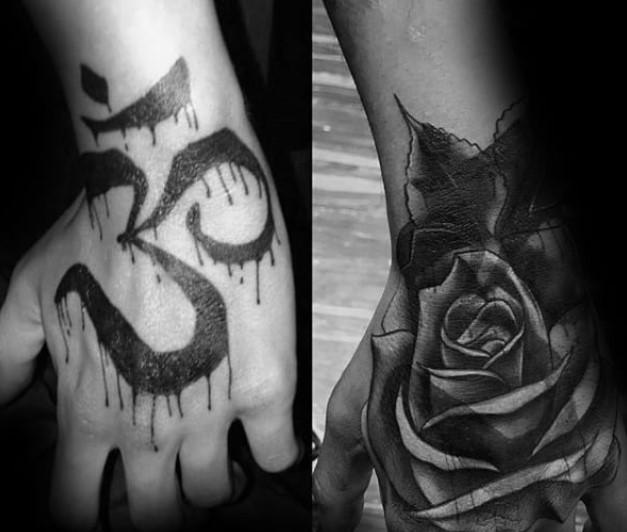 Black Rose Hand Coverup Tattoo Design