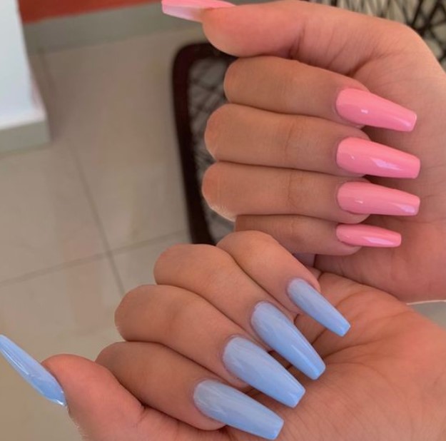Blue and Pink nail extensions