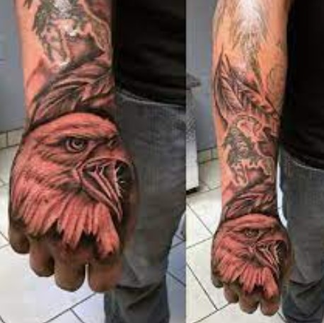 Eagle Coverup Hand Tattoo