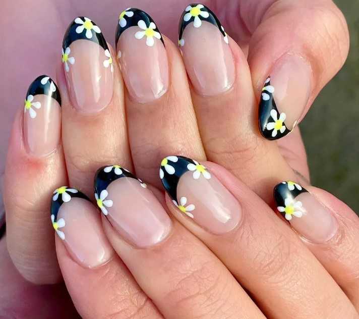 Floral French Tip Nail Art