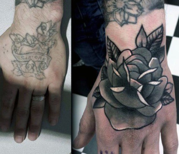 Flower Coverup Tattoo Design for Hand