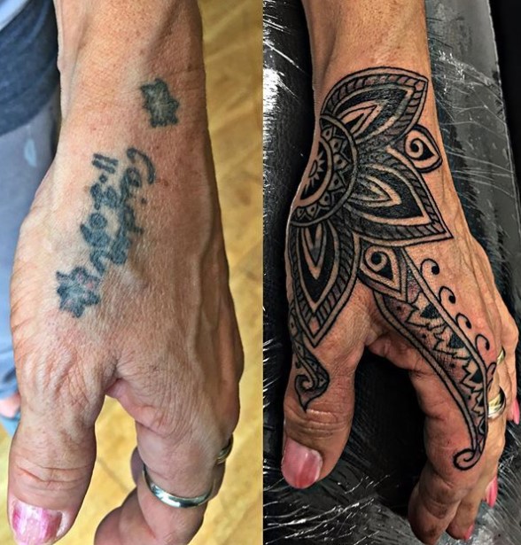Hand Coverup Tattoo Image