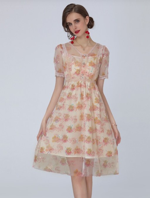 JC Collection Women Pink & Yellow Floral Printed Dresses