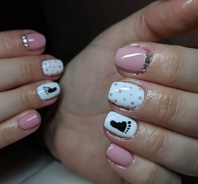 Jewels Fixed Nail Art for baby shower