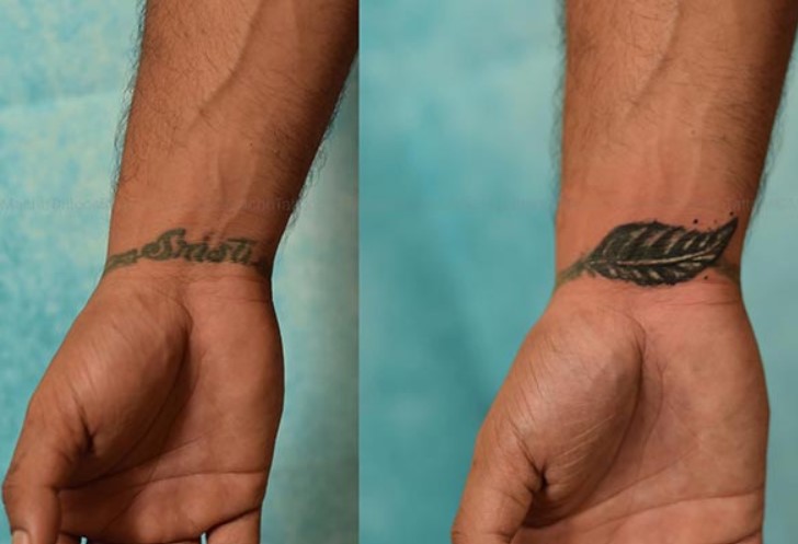 Leaf Coverup Wrist Tattoo