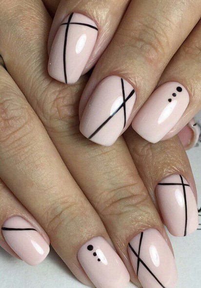 Muted Geometric Nail Art Design