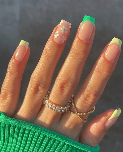 Neon Coloured French Tip Nail Art