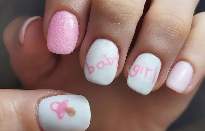 Pacifier baby shower nail paint
