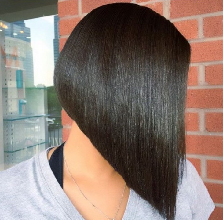 Sharp Angled Hairstyle for short Indian girls