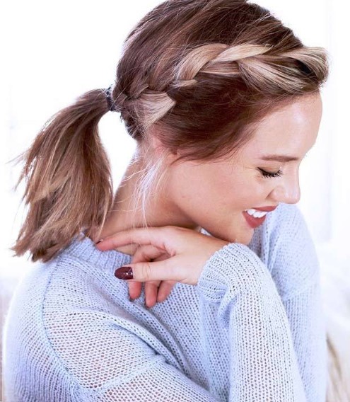 Side Braid with Low Ponytail