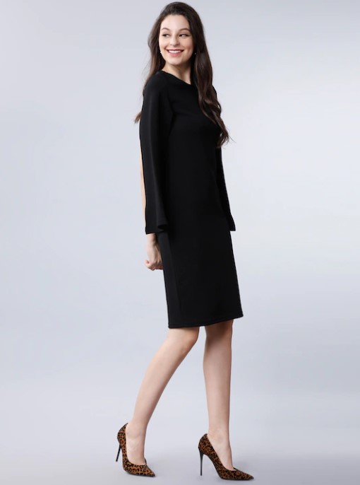 Tokyo Talkies Women Black Solid Sheath Dress