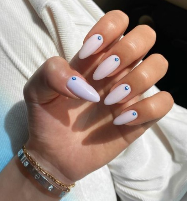 White Nail Pain with Evil Eyes